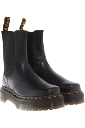 Dr. Martens Sko, Dame, Sort, 40 EU, Læder, Quad Squared Sorte Læderstøvler