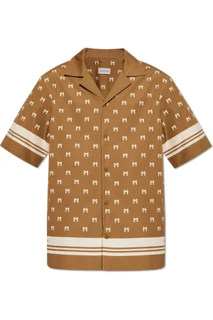 Moncler Skjorte, Herre, Brun, S, Bomuld, Monogrammeret bomuldshirt