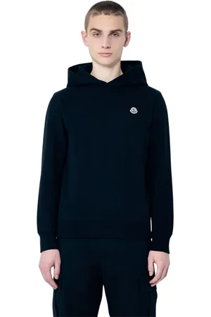 Moncler Sweathshirts & Hoodies, Herre, Sort, M, Bomuld, Cotton Fleece Logo Patch Hoodie