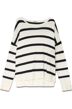 Oltre Strik, Dame, Hvid, S/M, Stribet Oversize Pullover