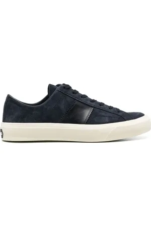 Tom Ford Sko, Herre, Blå, 39 EU, Cream Low Top Sneakers
