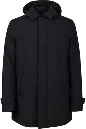 HERNO Jakke, Herre, Blå, 5XL, Polyester, Gore 2-lags Carcoat med hætte