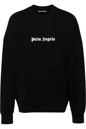 Palm Angels Sweathshirts & Hoodies, Herre, Sort, S, Bomuld, Sort Trøje med Sort Logo Print