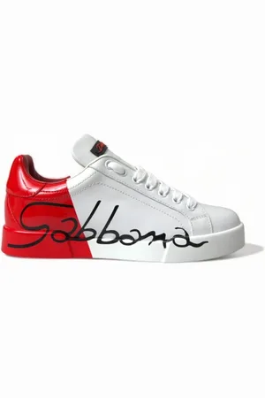 Dolce & Gabbana Sko, Dame, Hvid, 36 EU, Uld, Røde Lacesko med Lav Skaft
