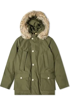 Woolrich Jakke, Herre, Grøn, L, Bomuld, Arctic Aftagelig Pels Parka