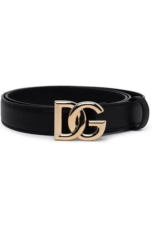Dolce & Gabbana Tilbehør, Dame, Sort, 80 CM, Læder, Læderbælte med DG Monogram Spænde