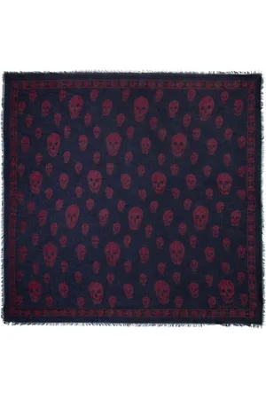 Alexander McQueen Tilbehør, Herre, Blå, ONE SIZE, Skull Tørklæde - Blå - Dobbelt Slid