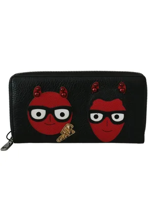 Dolce & Gabbana Tilbehør, Herre, Flerfarvet, ONE SIZE, Uld, Elegant Sort og Rd Lderpung