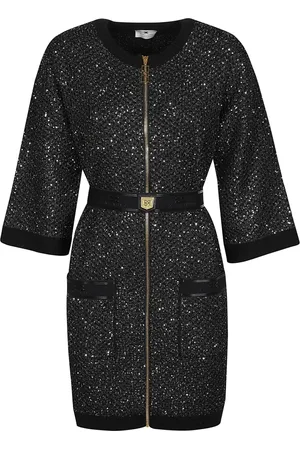 Elisabetta Franchi Kjole, Dame, Sort, M, Uld, Chic Minikjole med Bælte