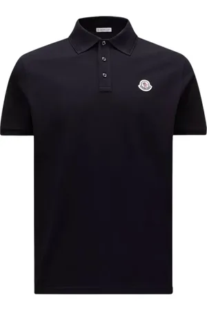 Moncler Top, Herre, Blå, L, Bomuld, Logo Patch Polo Classic Marineblå Bomuld