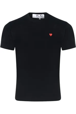 Comme des Garçons Top, Herre, Sort, L, Bomuld, Sort bomuldst-shirt med lille hjerte
