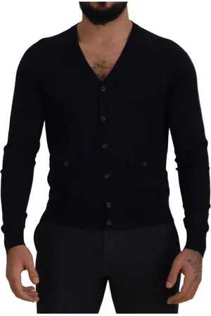 Dolce & Gabbana Strik, Herre, Blå, S, Uld, Elegant Bl Wool Cardigan