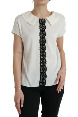 Dolce & Gabbana Bluser & Skjorter, Dame, Hvid, M, Bomuld, Elegant Off- Silke Blondebluse