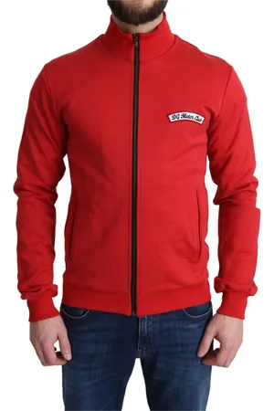 Dolce & Gabbana Sweathshirts & Hoodies, Herre, Rød, XS, Bomuld, Luksuriøs rød turtleneck sweater med lynlås