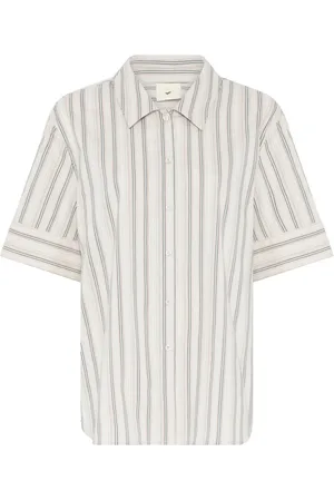 Heartmade Bluser & Skjorter, Dame, Hvid, S, Bomuld, Oversized Stribet Silkeskjorte