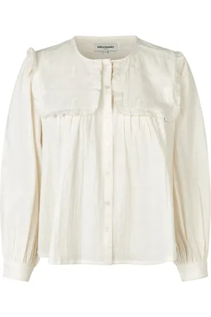 Lollys Laundry Bluser & Skjorter, Dame, , L, Bomuld, Romantisk skjorte med broderede detaljer