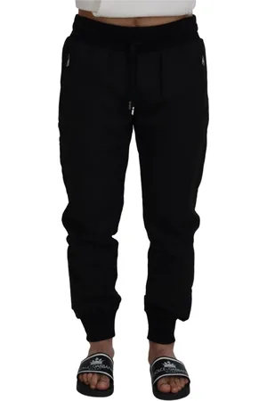 Dolce & Gabbana Bukser, Herre, Sort, XL, Polyester, Elegant Sort Joggerbukser til Mnd