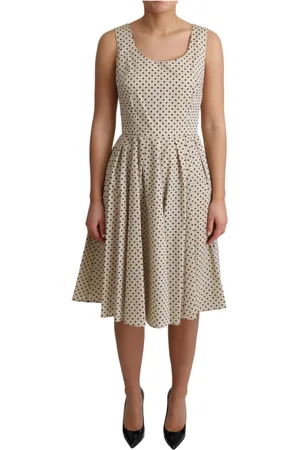 Dolce & Gabbana Kjole, Dame, , XS, Bomuld, Polkaprikket ærmeløs A-linje kjole