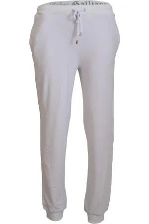 John Galliano Bukser, Herre, Hvid, S, Bomuld, Hvide Jogger Bukser - Afslappet Elegance