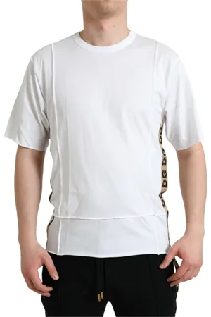 Dolce & Gabbana Top, Herre, Hvid, XS, Bomuld, Hvidt Logo T-shirt med rund hals og korte ærmer
