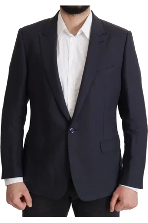 Dolce & Gabbana Jakke, Herre, Blå, 3XL, Elegant hørblazer med spids revers