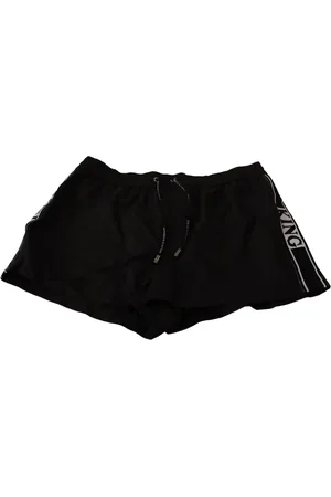 Dolce & Gabbana Badetøj, Herre, Sort, S, Uld, Elegant sort King Motiv svømmebukser