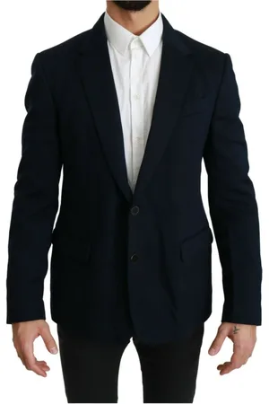 Dolce & Gabbana Jakke, Herre, Blå, XL, Bomuld, Elegant Mørkeblå Herreblazer