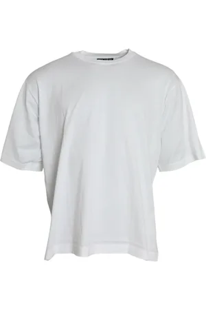 Dolce & Gabbana Top, Herre, Hvid, 4XL, Bomuld, Hvid Luksus T-shirt med Rund Hals