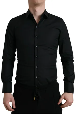 Dolce & Gabbana Skjorte, Herre, Sort, S, Bomuld, Elegant Sort Slim Fit Italiensk Skjorte
