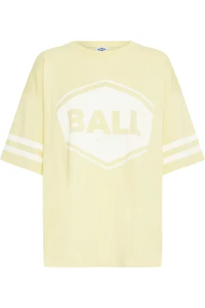 Ball Top, Dame, Gul, XL, Bomuld, Sporty Oversize Tee med Stribet Print