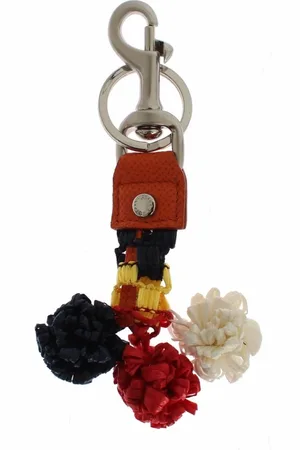 Dolce & Gabbana Tilbehør, Dame, Flerfarvet, ONE SIZE, Læder, Siciliansk Raffia Nøglering