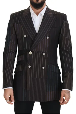 Dolce & Gabbana Jakke, Herre, Brun, L, Uld, Multifarvet Uld Silke Slim Fit Blazer