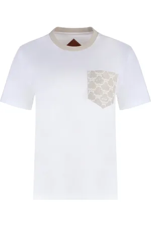 MCM Top, Dame, Hvid, S, Bomuld, Ribbet crew-neck T-shirt i bomuld