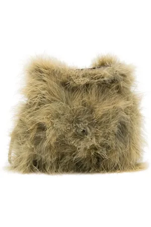 YVES SALOMON Taske, Dame, Grøn, ONE SIZE, Polyester, Fjer Clutch Taske
