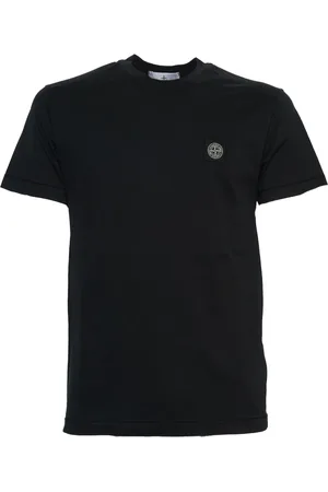 Stone Island Top, Herre, Sort, M, Bomuld, Slim Fit Logo Patch T-Shirt