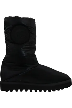 Dolce & Gabbana Sko, Herre, Sort, 44 EU, Polyester, Elegant Mid-Calf Støvler i Sort Polyester