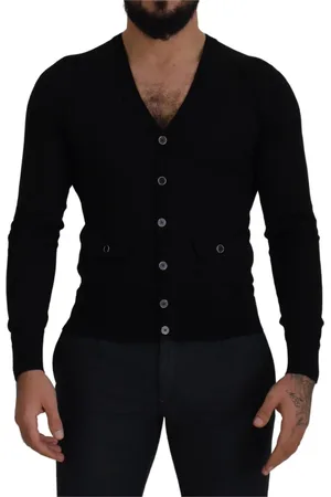 Dolce & Gabbana Strik, Herre, Sort, XS, Uld, Elegant sort uld cardigan med knapper