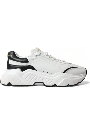 Dolce & Gabbana Sko, Dame, Hvid, 40 EU, Læder, Elegante Sorte og Hvide Lædersneakers