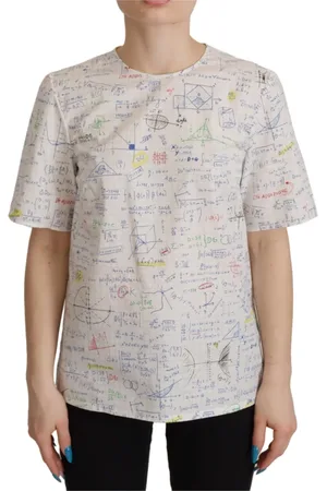 Dolce & Gabbana Top, Dame, Hvid, S, Bomuld, Algebra Print Bomuld Tee