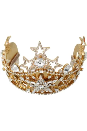 Dolce & Gabbana Tilbehør, Dame, Gul, ONE SIZE, Uld, Regal Krystal Guld Tiara