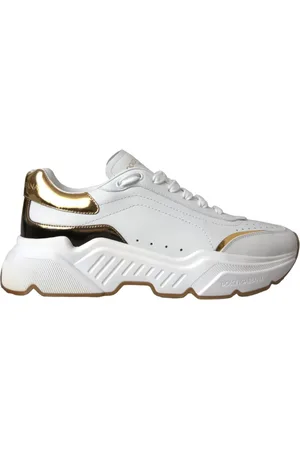 Dolce & Gabbana Sko, Dame, Hvid, 40 EU, Uld, Hvid Guld Læder Sneakers