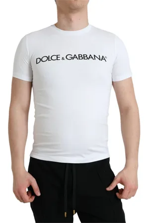 Dolce & Gabbana Top, Herre, Hvid, XS, Bomuld, Elegant hvidt logo rund hals t-shirt