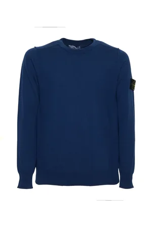 Stone Island Strik, Herre, Blå, M, Bomuld, Blå Crew Neck Sweater