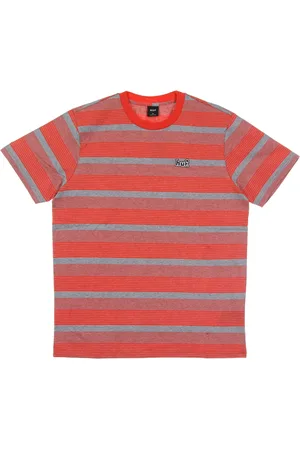 Huf Top, Herre, Rød, XL, Bomuld, Stribet strikket top med rund hals