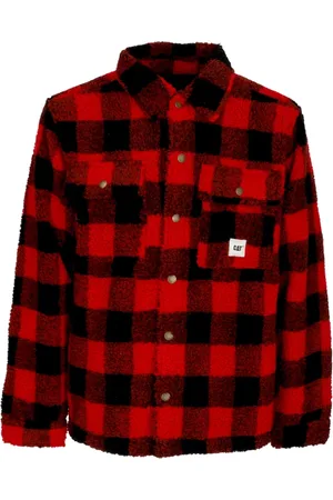 Caterpillar Jakke, Herre, Flerfarvet, L, Uld, Sherpa Polstret Overshirt Rød/Sort