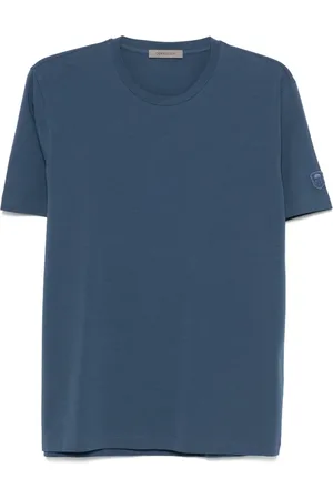 corneliani Top, Herre, Blå, 4XL, Bomuld, Stretch Bomuld Logo T-shirt