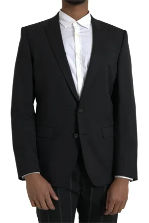 Dolce & Gabbana Jakkesæt, Herre, Sort, M, Uld, Sort Martini Slim Fit Blazer Frakke