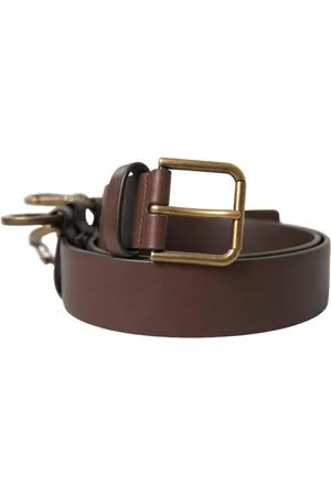 Dolce & Gabbana Tilbehør, Herre, Brun, 90 CM, Uld, Guldspænde Læderbælte Stilfulde Mænd