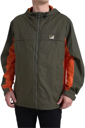 Dolce & Gabbana Jakke, Herre, Grøn, 4XL, Bomuld, Elegant hættetrøje i grøn og orange