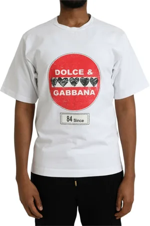 Dolce & Gabbana Top, Herre, Hvid, XS, Bomuld, Amor Heart Crewneck T-Shirt